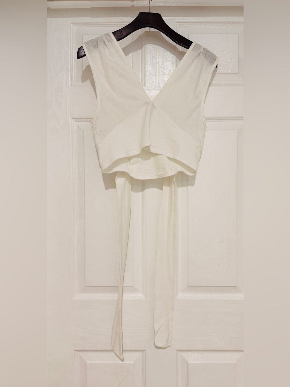 Zara Women's White Wrap Crop Top with Tie Detail